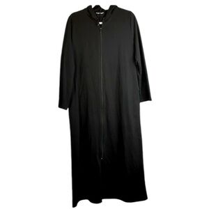 Lusofie full length long sleeve zip close hooded robe Sz XL  black